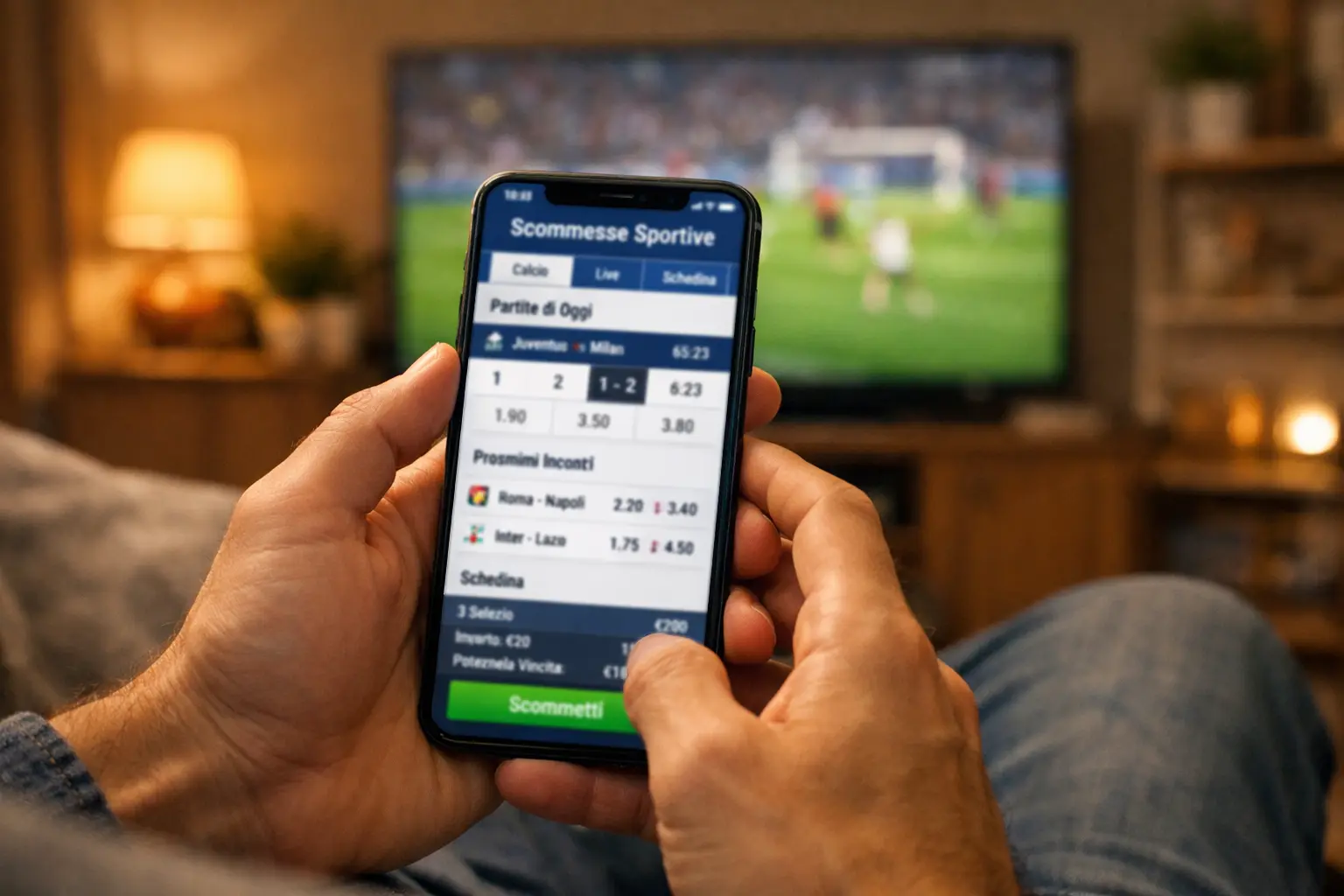 Persona che usa app SNAI su smartphone