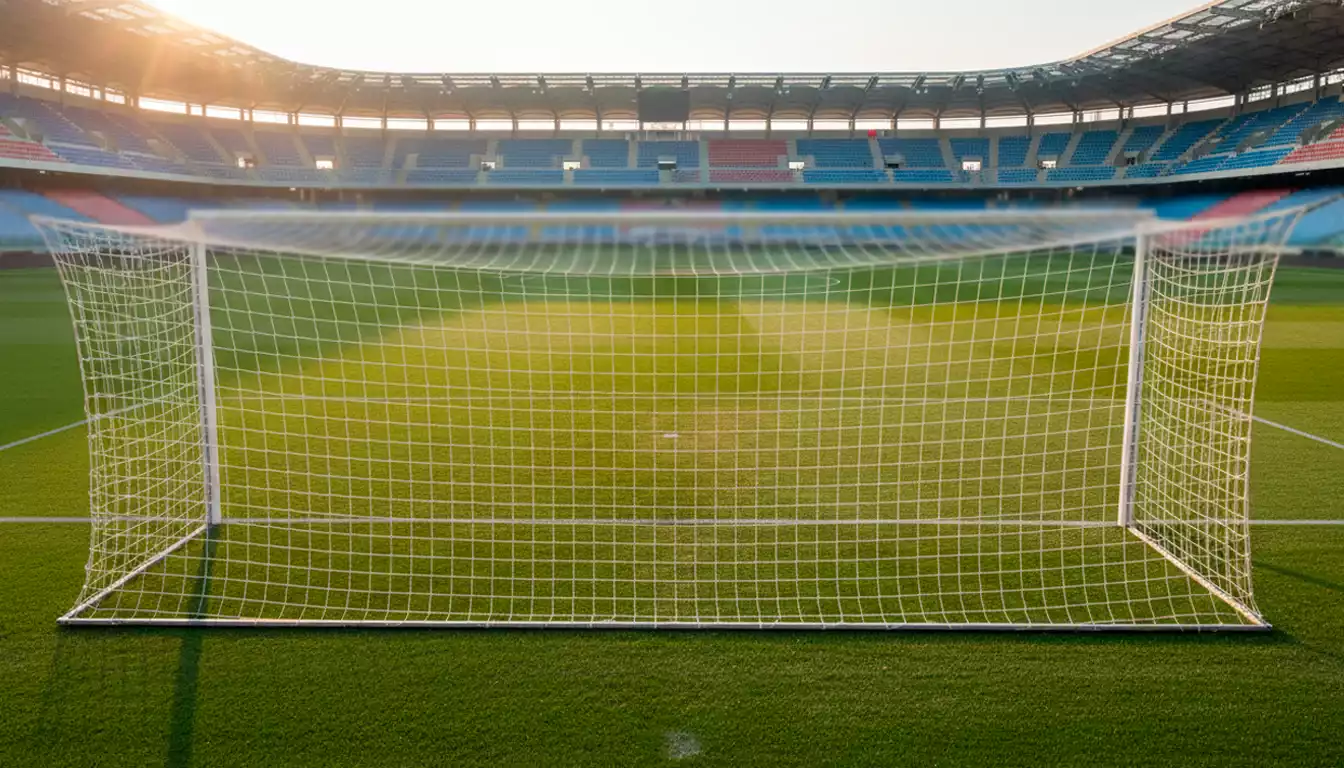 Panoramica di un campo da calcio vuoto prima dell'inizio della stagione