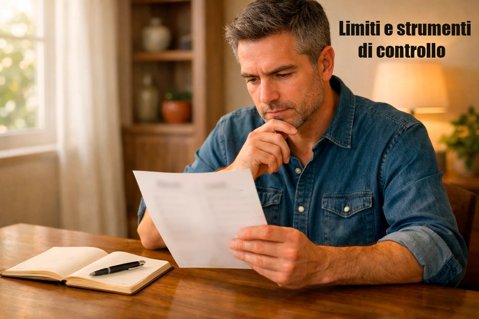 Persona che consulta un documento con regole di autocontrollo per il gioco