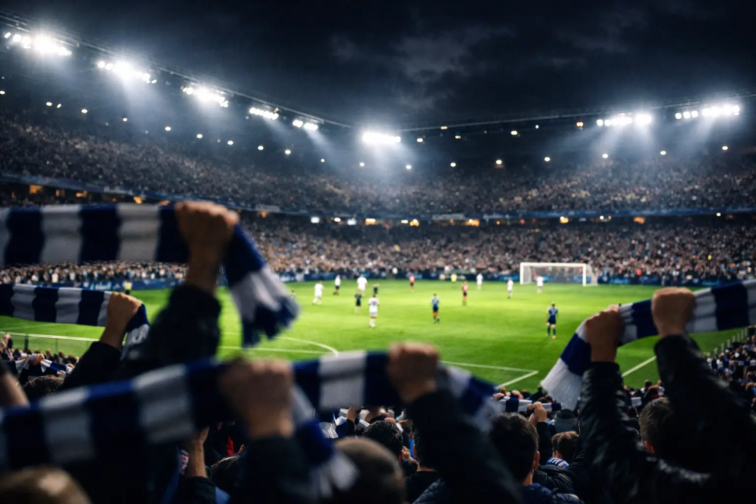 Atmosfera notturna di una partita di Champions League
