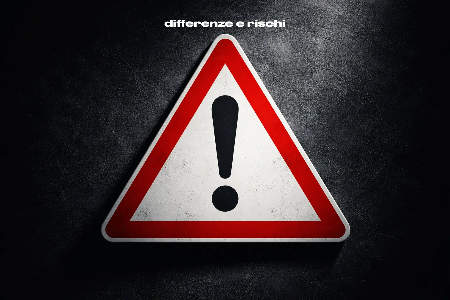 Segnale di avvertimento rosso con simbolo di pericolo su sfondo scuro