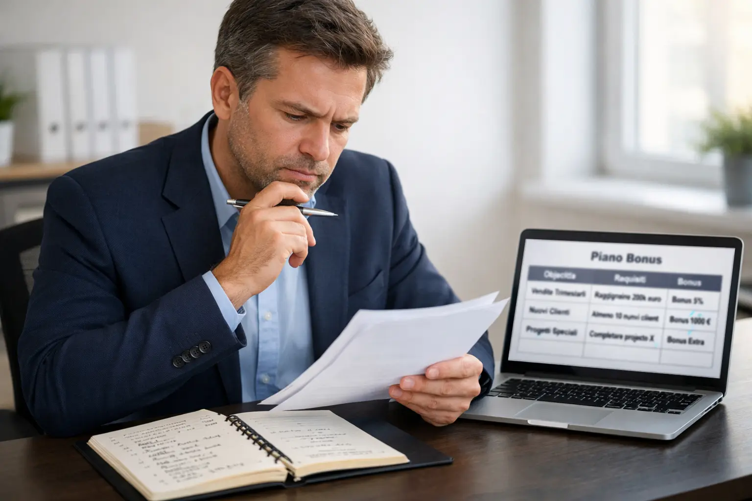 Persona che analizza documenti con requisiti bonus