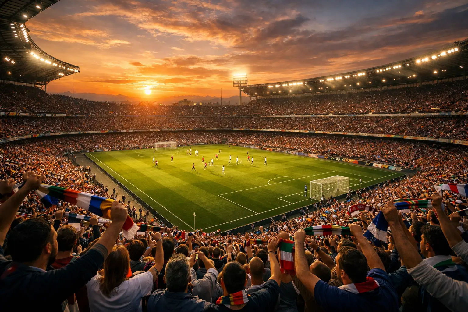 Stadio di calcio italiano con tifosi sugli spalti durante una partita di Serie A