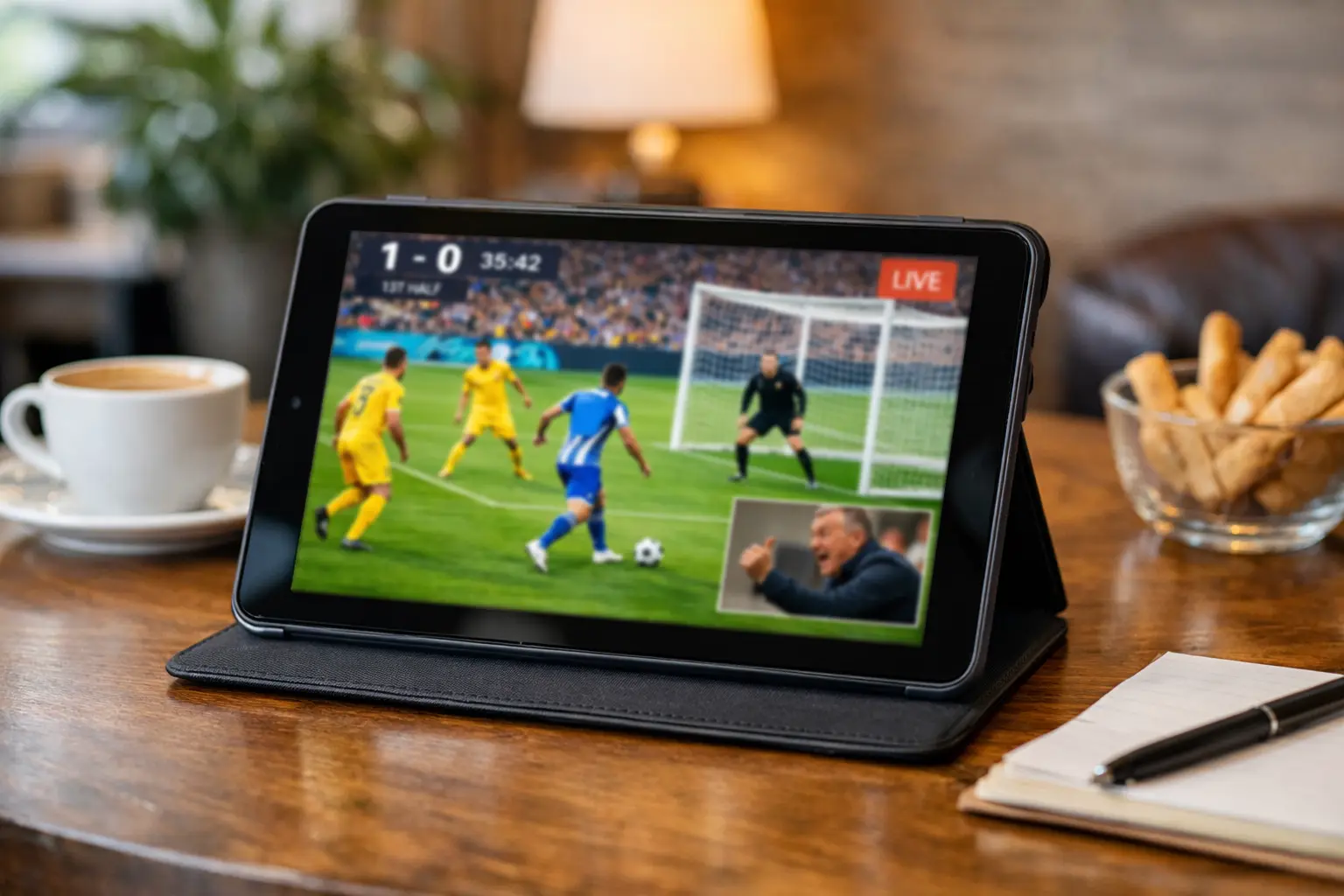 Streaming partita di calcio su tablet